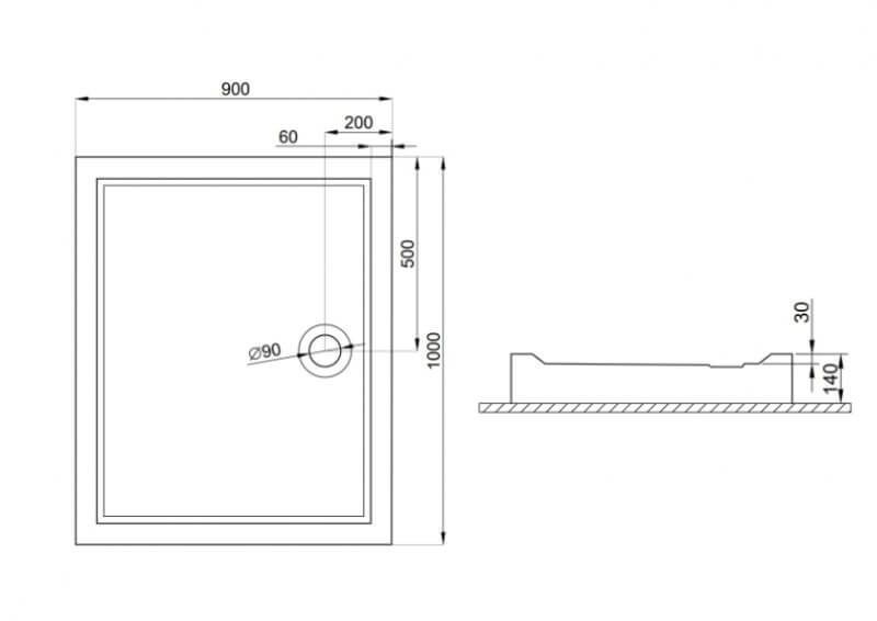 Душевой поддон GOLIAT белый, 100 x 90 х 14/3 см 00367 фото