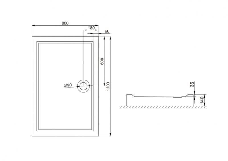 Душовий піддон GOLIAT білий, 120 x 80 х 14/3 см goliat-bilyi-120 фото