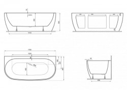Акрилова ванна RISA графітова, 170 x 80 см