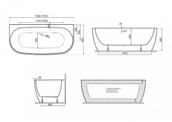 Акрилова ванна RISA біла, 160 x 80 см