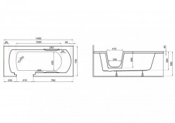Акрилова ванна з дверцятами VOVO, 140 x 70 см